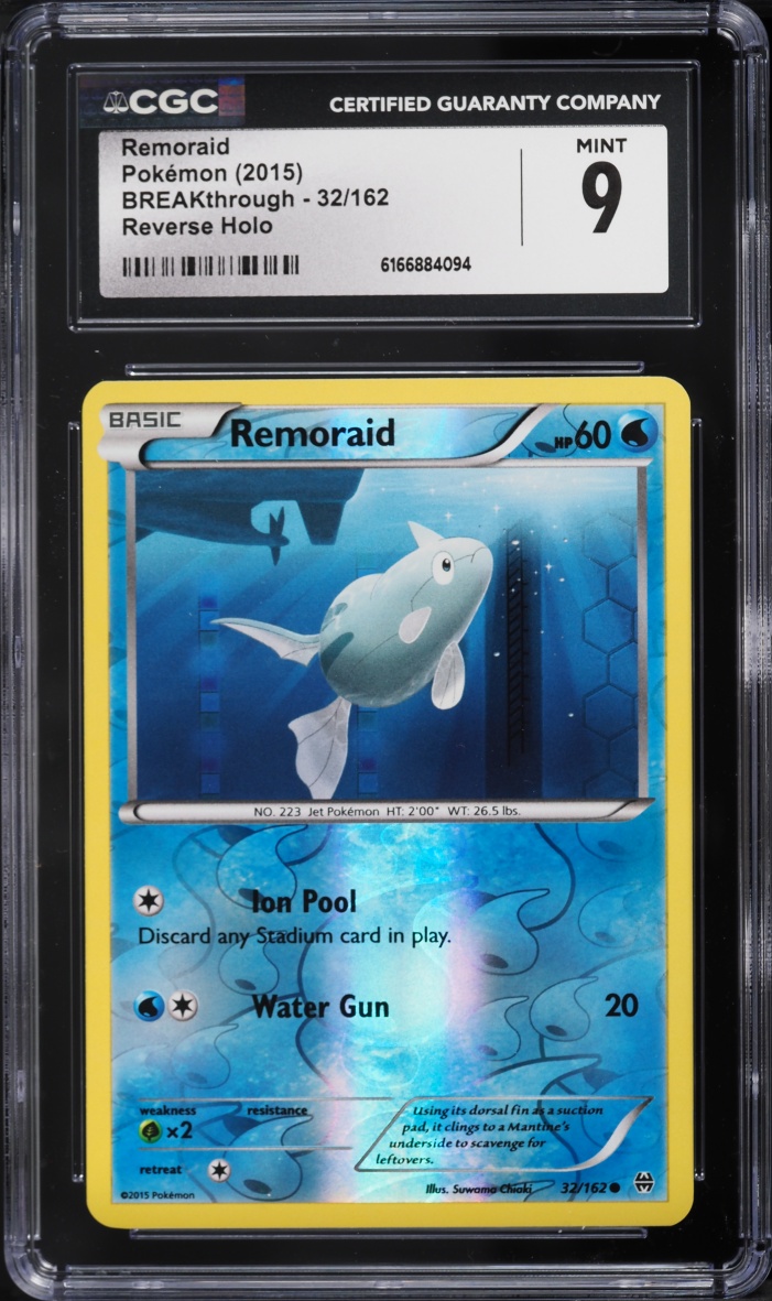 2015 Pokemon XY BREAKthrough Reverse Holo Remoraid #32 CGC 9 MINT