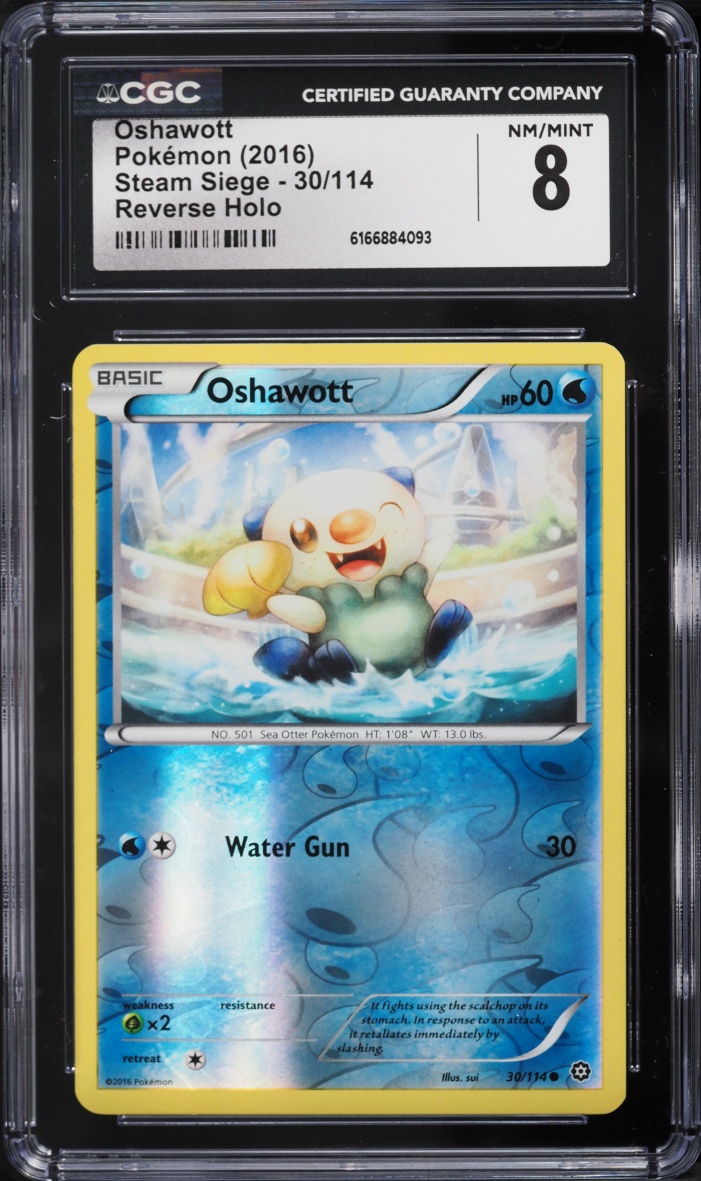 2016 Pokemon XY Steam Siege Reverse Holo Oshawott #30 CGC 8 NM-MT