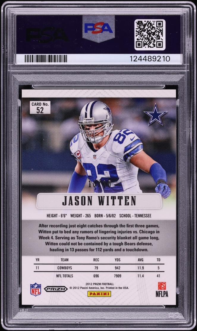 2012 Panini Prizm Gold Jason Witten 10/10 #52 PSA 10 GEM MINT