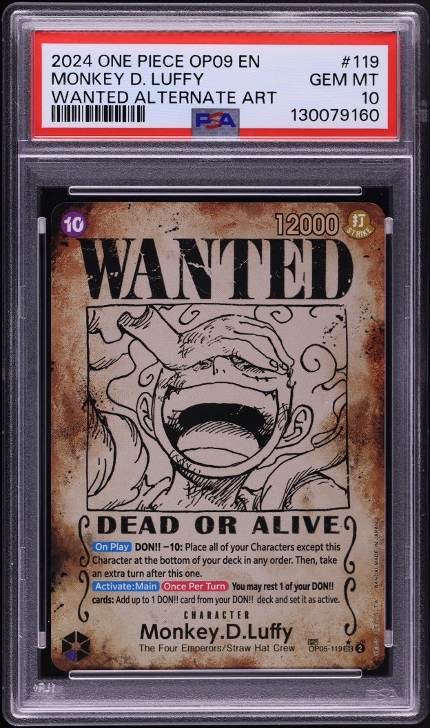 2024 One Piece Emperors Of The New World Wanted Alt Art Monkey D. Luffy #OP09-119 PSA 10 GEM