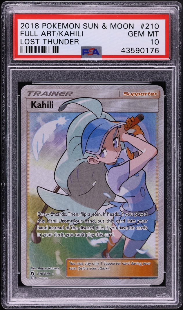 2018 Pokemon Sun & Moon Lost Thunder Full Art Kahili #210 PSA 10 GEM MINT