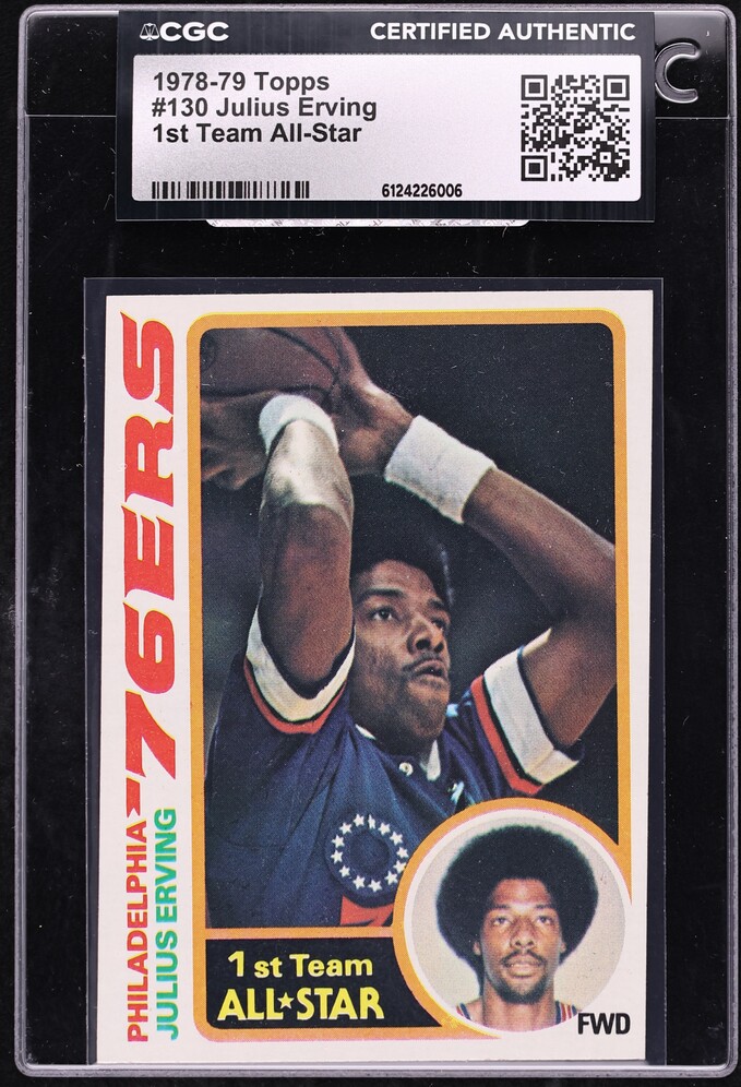 1978 Topps Basketball Julius Erving 1ST TEAM ALL-STAR #130 CGC AUTH