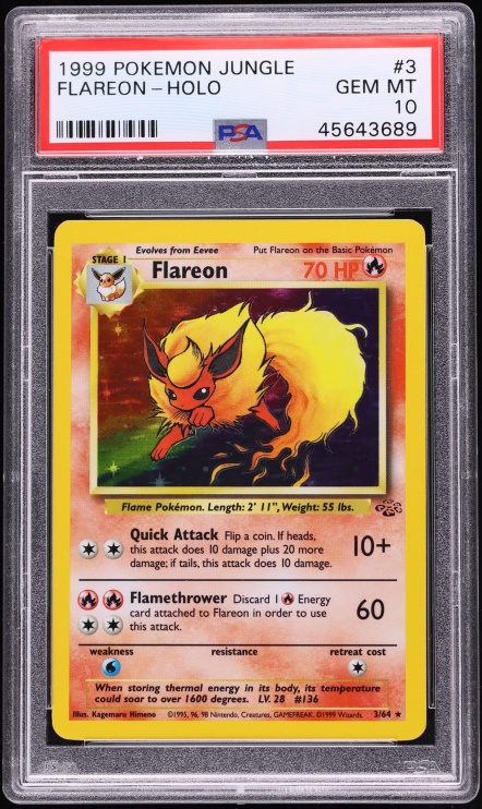 1999 Pokemon Jungle Holo Flareon #3 PSA 10 GEM MINT