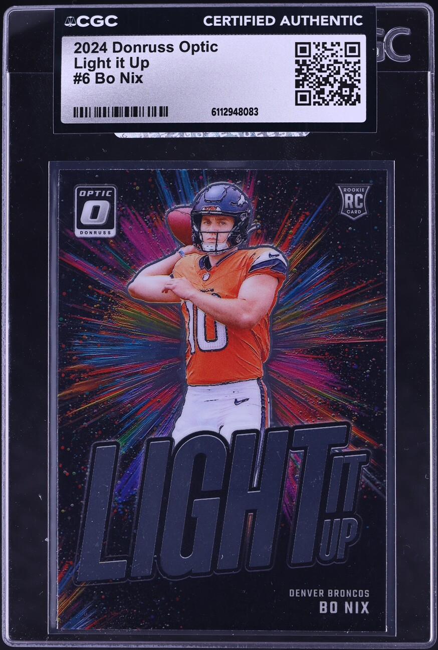 2024 Donruss Optic Light It Up Bo Nix ROOKIE #6 CGC AUTH