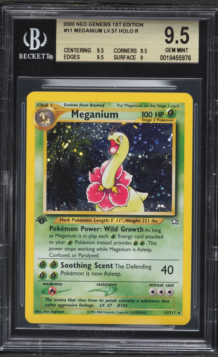 2000 Pokemon Neo Genesis 1st Edition Holo Meganium #11 BGS 9.5 GEM MINT