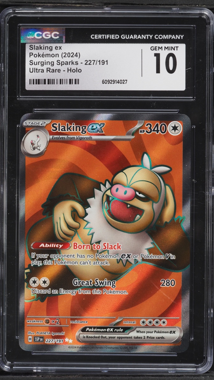 2024 Pokemon Scarlet & Violet Surging Sparks Full Art Slaking ex #227 CGC 10 GEM MINT