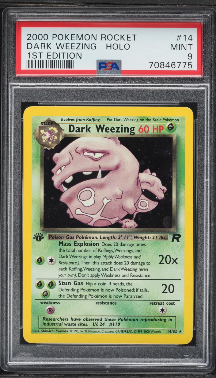 2000 Pokemon Team Rocket 1st Edition Holo Dark Weezing #14 PSA 9 MINT