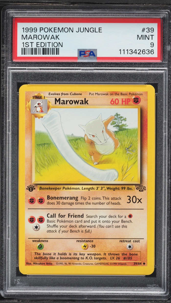 1999 Pokemon Jungle 1st Edition Marowak #39 PSA 9 MINT