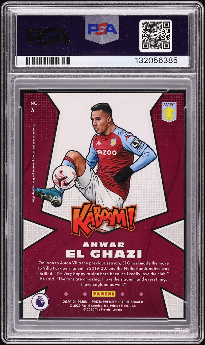 2020 Panini Prizm Premier League Kaboom! Anwar El Ghazi #3 PSA 9 MINT