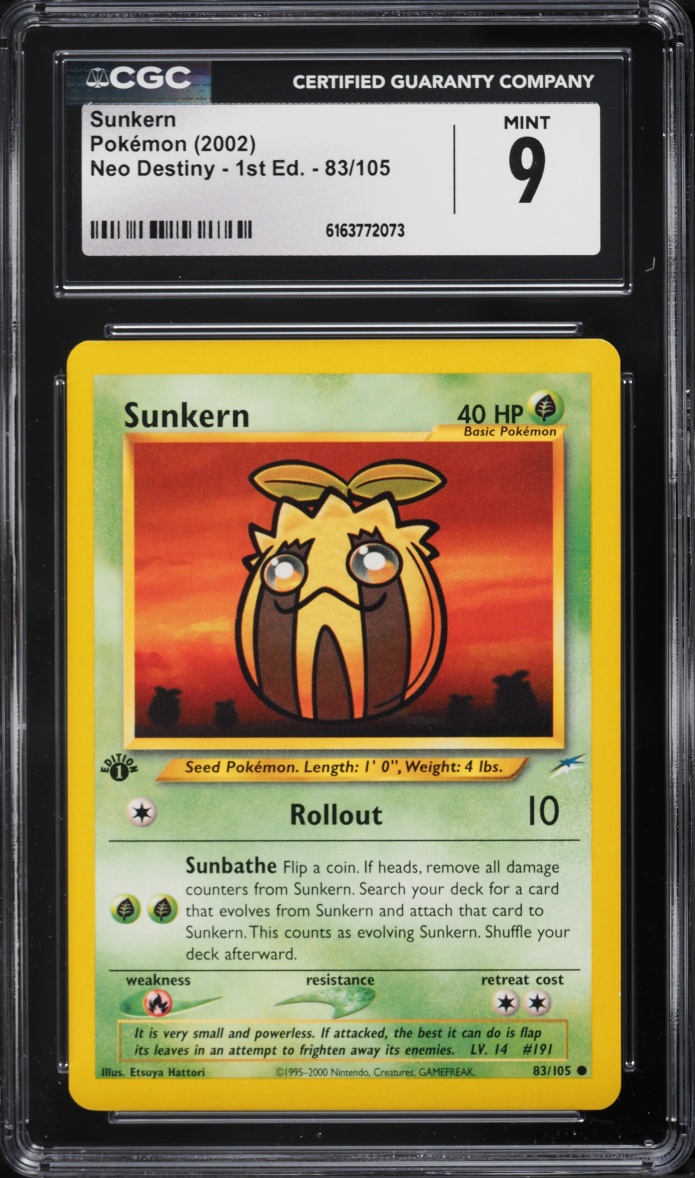 2002 Pokemon Neo Destiny 1st Edition Sunkern #83 CGC 9 MINT