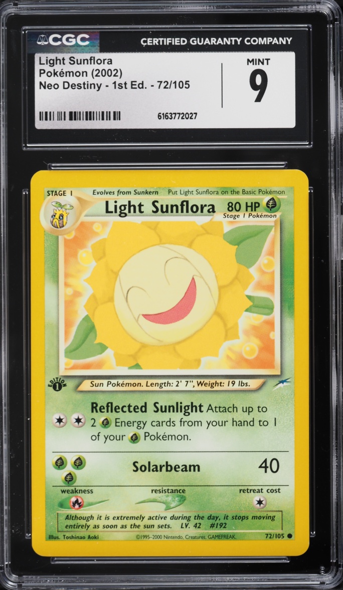 2002 Pokemon Neo Destiny 1st Edition Light Sunflora #72 CGC 9 MINT