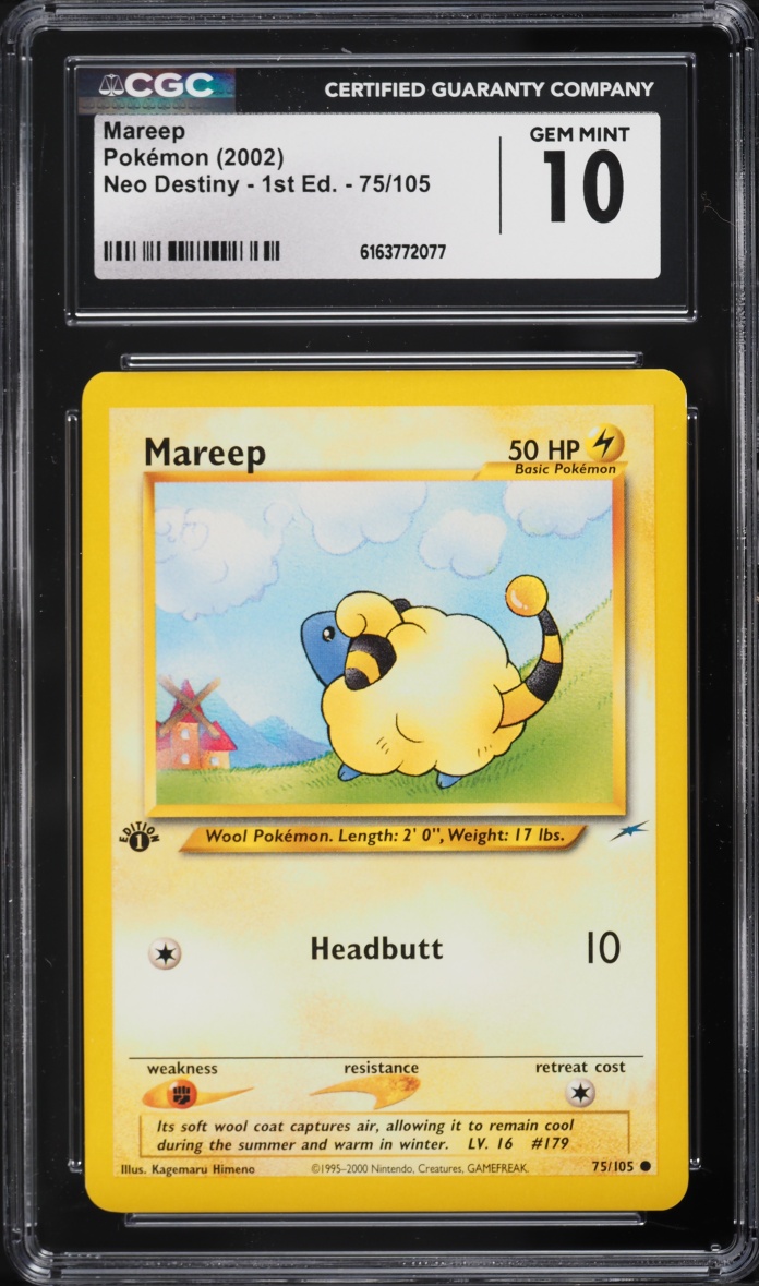 2002 Pokemon Neo Destiny 1st Edition Mareep #75 CGC 10 GEM MINT