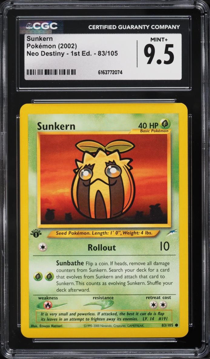 2002 Pokemon Neo Destiny 1st Edition Sunkern #83 CGC 9.5 MINT+