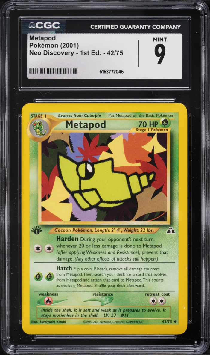2001 Pokemon Neo Discovery 1st Edition Metapod #42 CGC 9 MINT