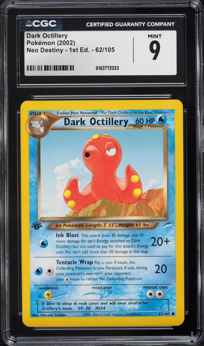 2002 Pokemon Neo Destiny 1st Edition Dark Octillery #62 CGC 9 MINT