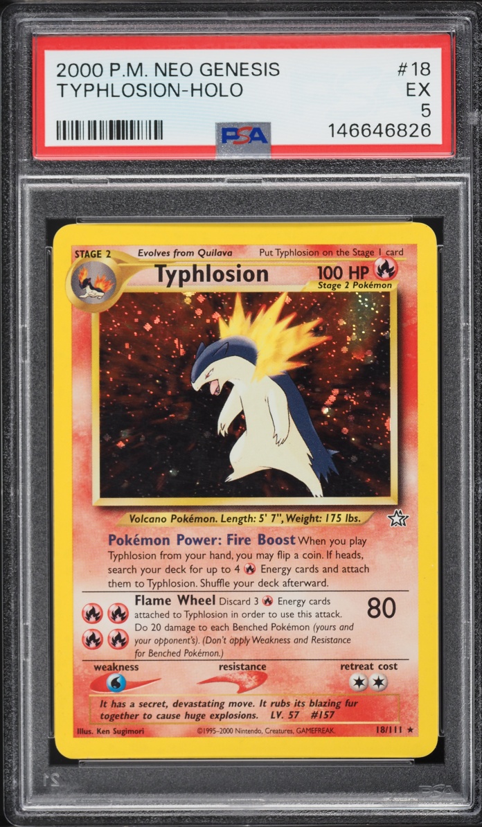 2000 Pokemon Neo Genesis Holo Typhlosion #18 PSA 5 EX