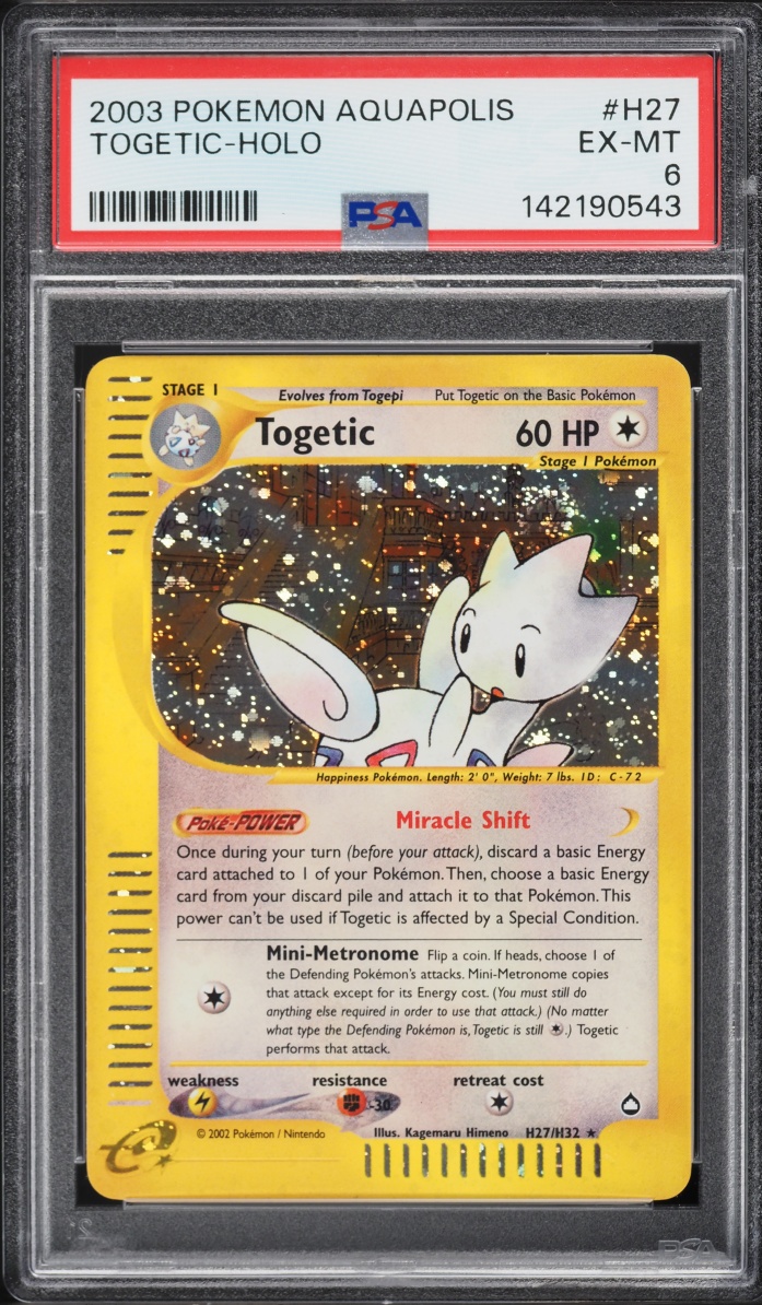 2003 Pokemon Aquapolis Holo Togetic #H27 PSA 6 EXMT