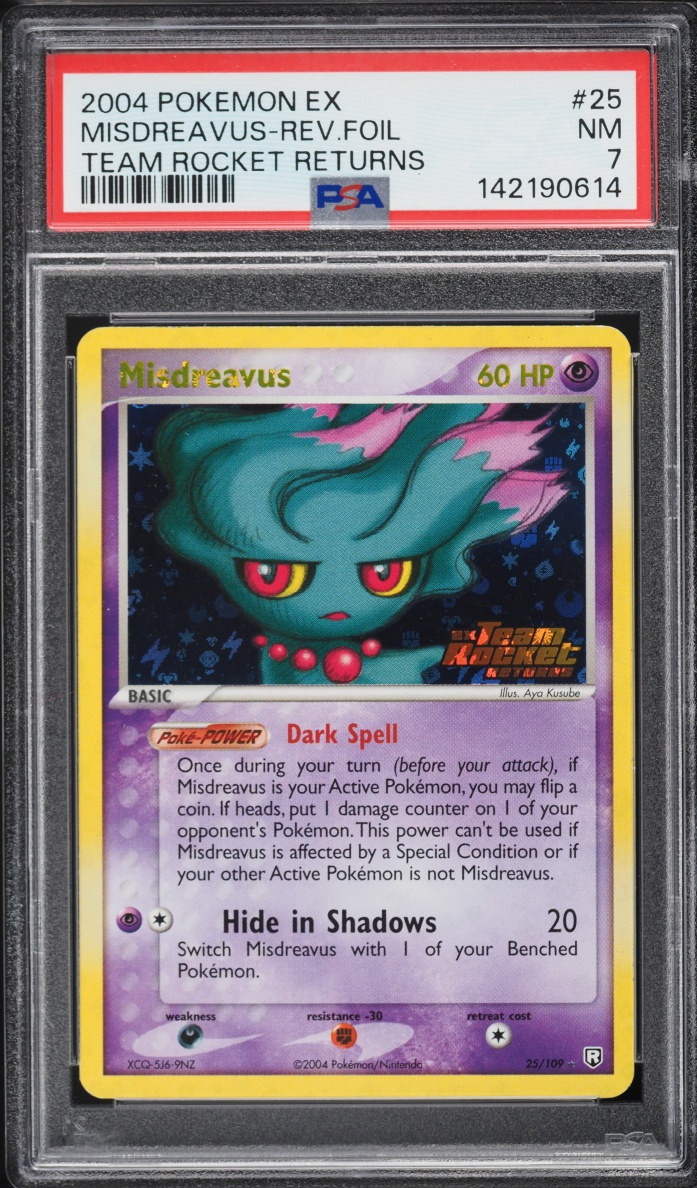 2004 Pokemon EX Team Rocket Returns Reverse Holo Misdreavus #25 PSA 7 NRMT