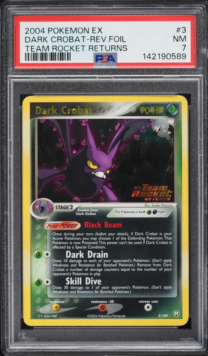 2004 Pokemon EX Team Rocket Returns Reverse Holo Dark Crobat #3 PSA 7 NRMT
