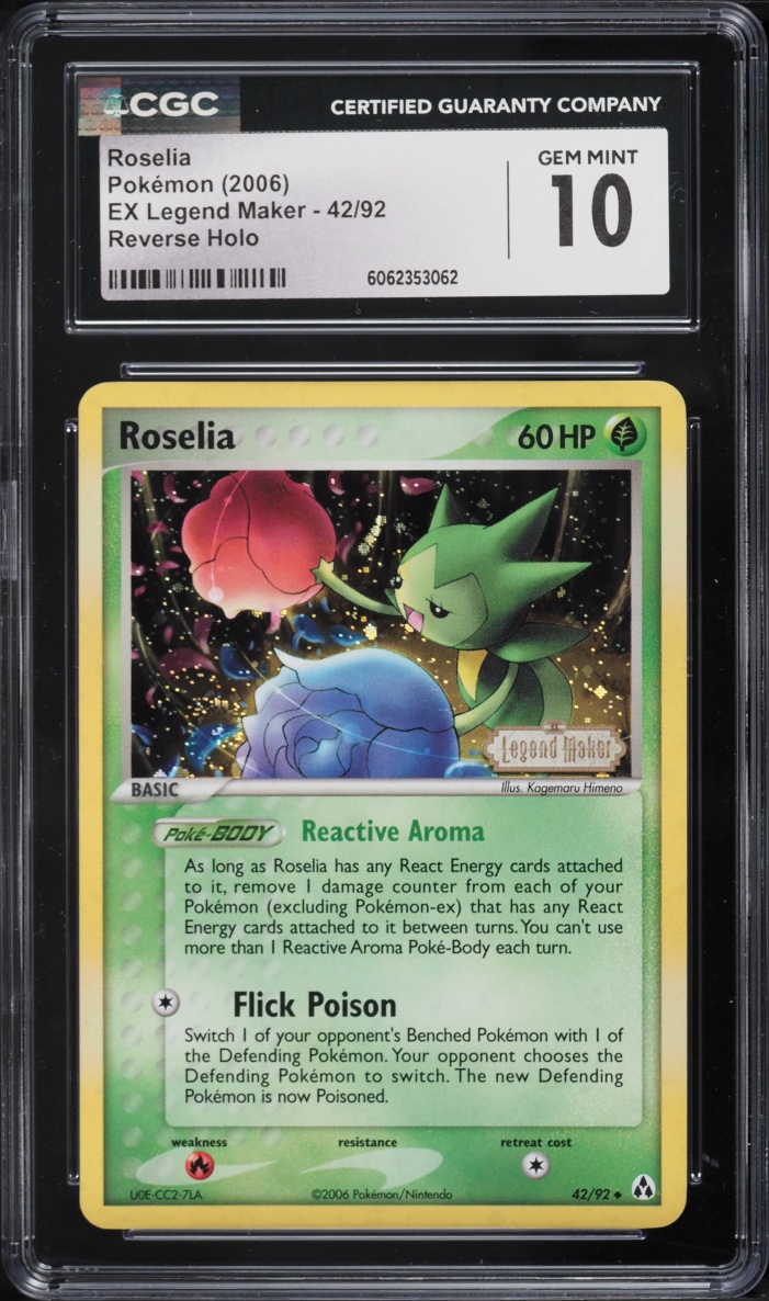2006 Pokemon EX Legend Maker Reverse Holo Roselia #42 CGC 10 GEM MINT