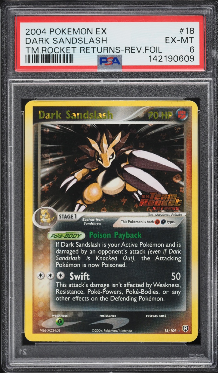 2004 Pokemon EX Team Rocket Returns Reverse Holo Dark Sandslash #18 PSA 6 EXMT