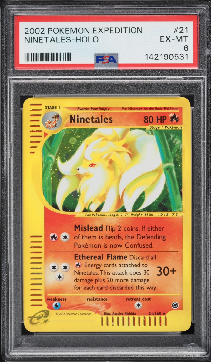 2002 Pokemon Expedition Holo Ninetales #21 PSA 6 EXMT
