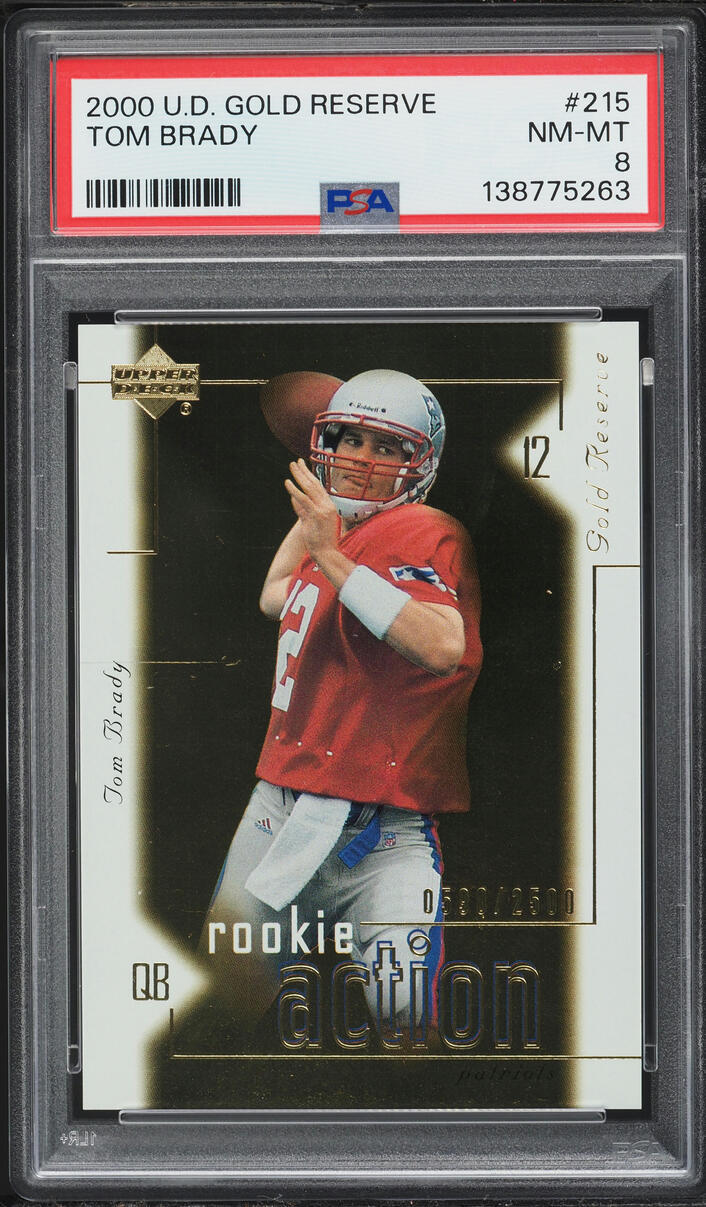 2000 Upper Deck Gold Reserve Tom Brady ROOKIE /2500 #215 PSA 8 NM-MT