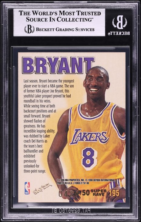 1997 Skybox Z-Force Super Rave Kobe Bryant /50 #195 BGS 9 MINT