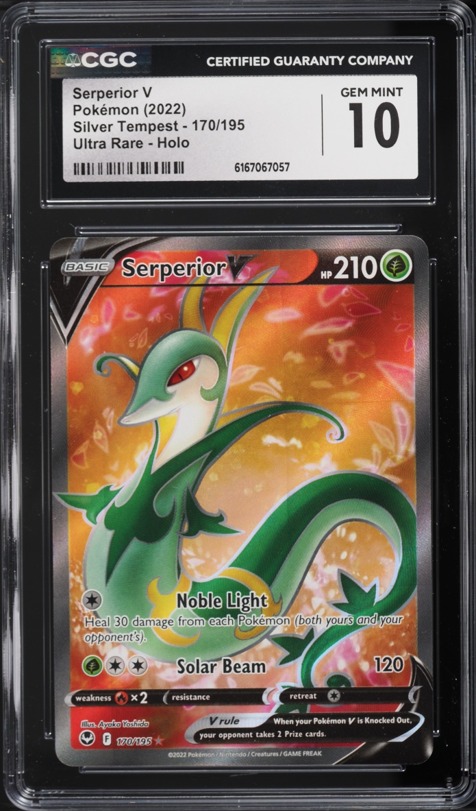 2022 Pokemon Sword & Shield Silver Tempest Full Art Serperior V #170 CGC 10 GEM MINT