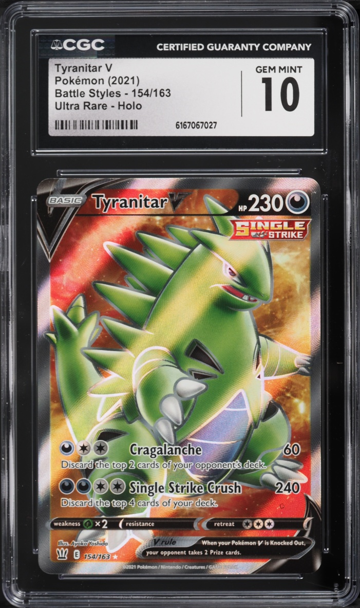 2021 Pokemon Sword & Shield Battle Styles Full Art Tyranitar V #154 CGC 10 GEM MINT