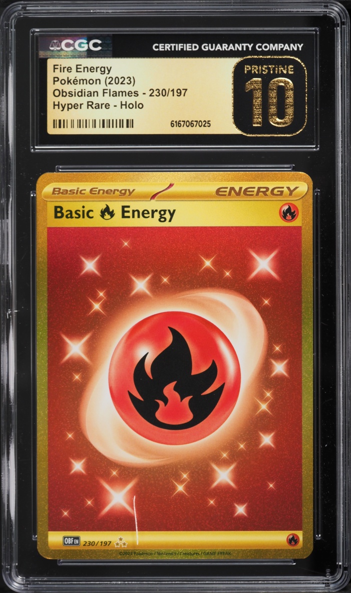 2023 Pokemon Scarlet & Violet Obsidian Flames Gold Rare Basic Fire Energy #230 CGC 10 PRISTINE