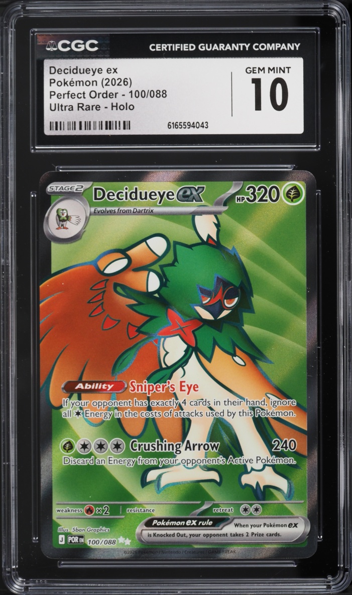 2026 Pokemon Mega Evolution Perfect Order Full Art Decidueye Ex #100 CGC 10 GEM MINT