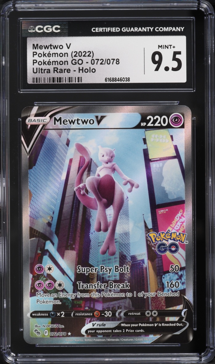 2022 Pokemon Sword & Shield Pokemon GO Full Art Mewtwo V #72 CGC 9.5 MINT+