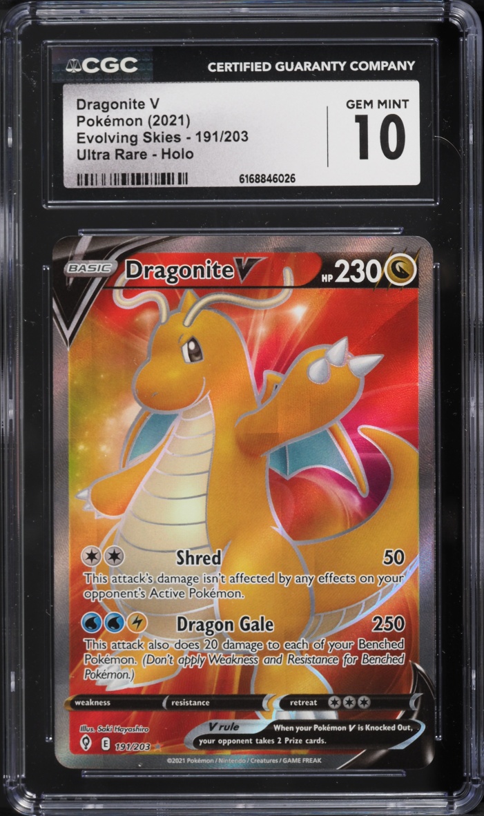 2021 Pokemon Sword & Shield Evolving Skies Full Art Dragonite V #191 CGC 10 GEM MINT
