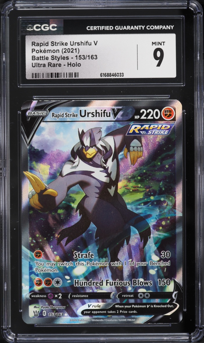 2021 Pokemon Sword & Shield Battle Styles Full Art Rapid Strike Urshifu V #153 CGC 9 MINT