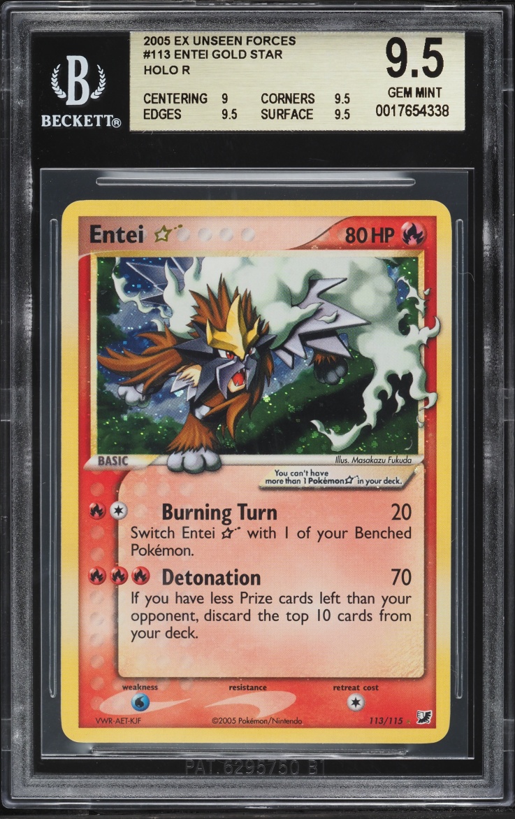 2005 Pokemon EX Unseen Forces Holo Entei Gold Star #113 BGS 9.5 GEM MINT