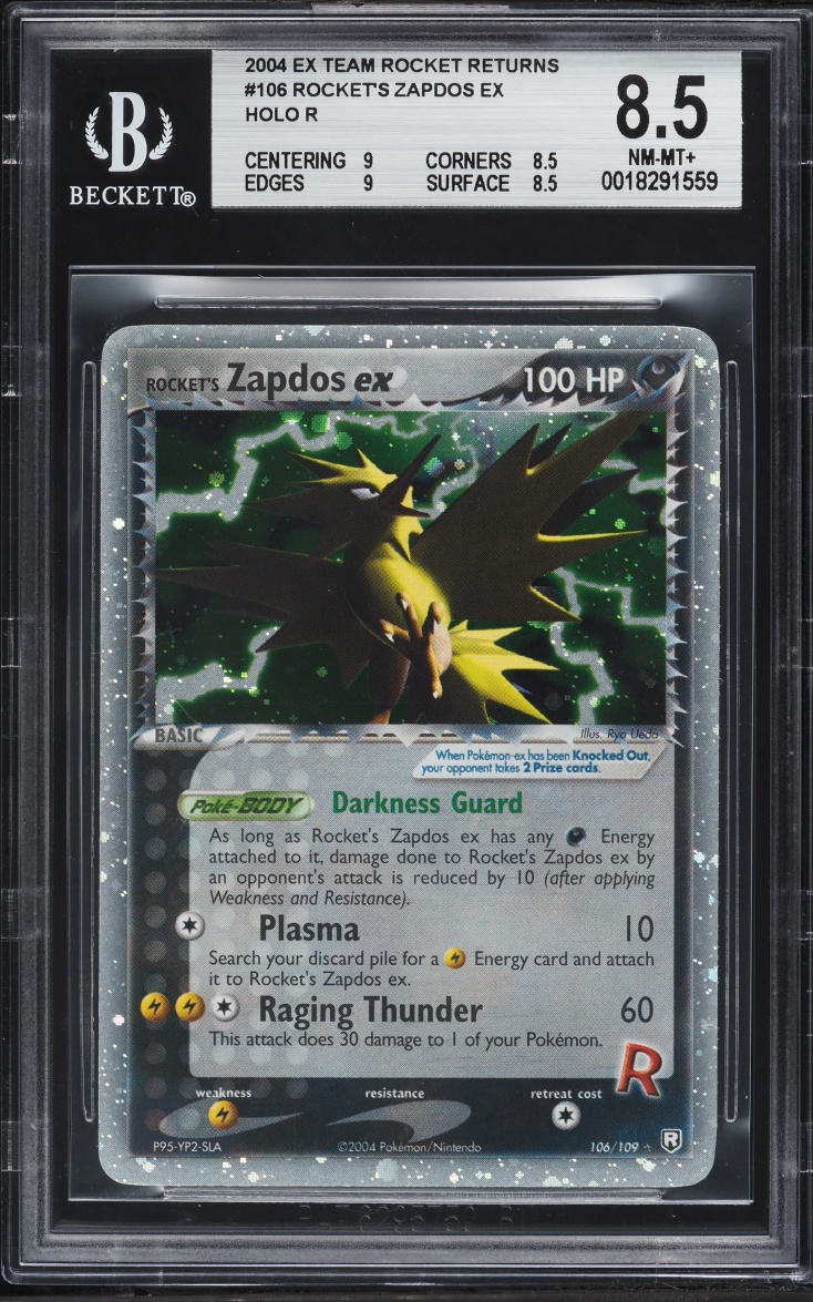 2004 Pokemon EX Team Rocket Returns Holo Rocket's Zapdos EX #106 BGS 8.5 NM-MT+