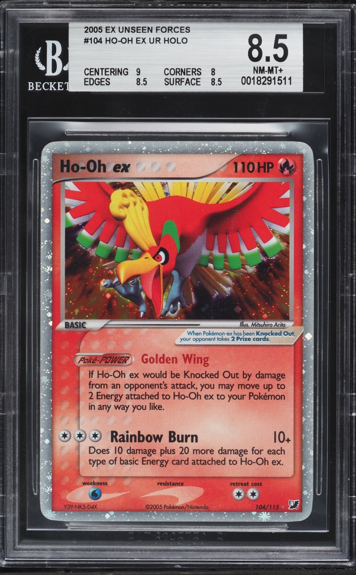 2005 Pokemon EX Unseen Forces Holo Ho-Oh EX #104 BGS 8.5 NM-MT+