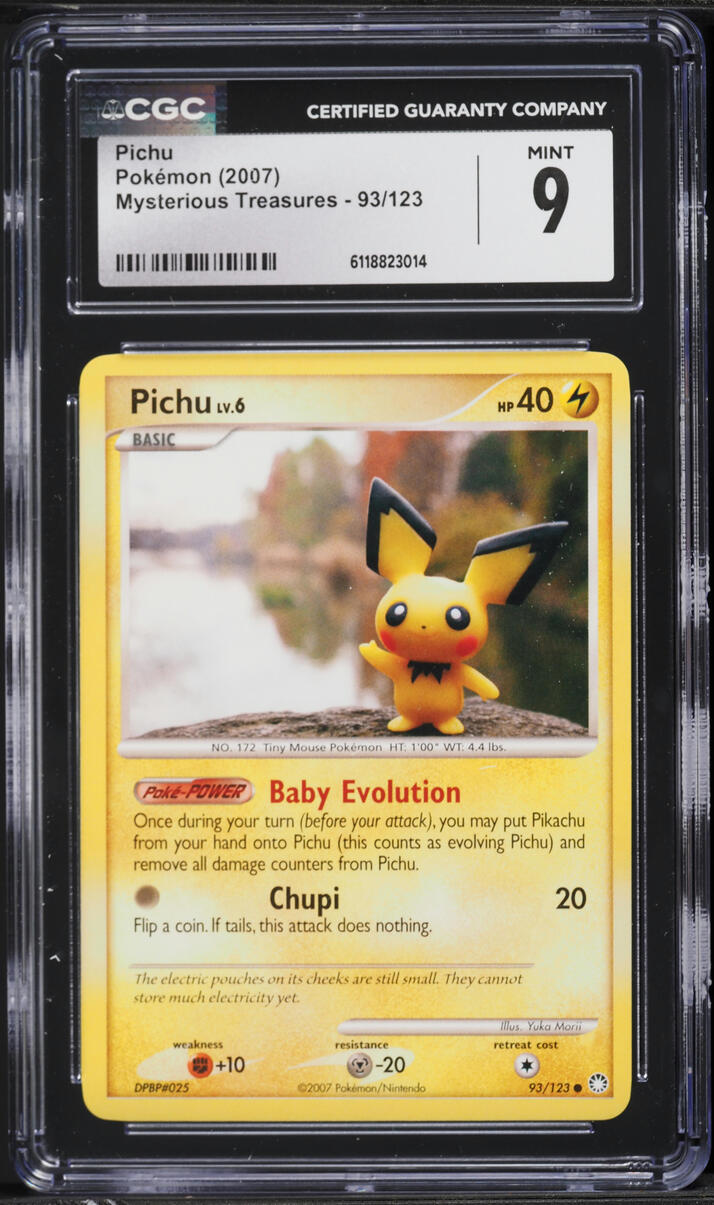 2007 Pokemon Diamond & Pearl Mysterious Treasures Pichu #93 CGC 9 MINT