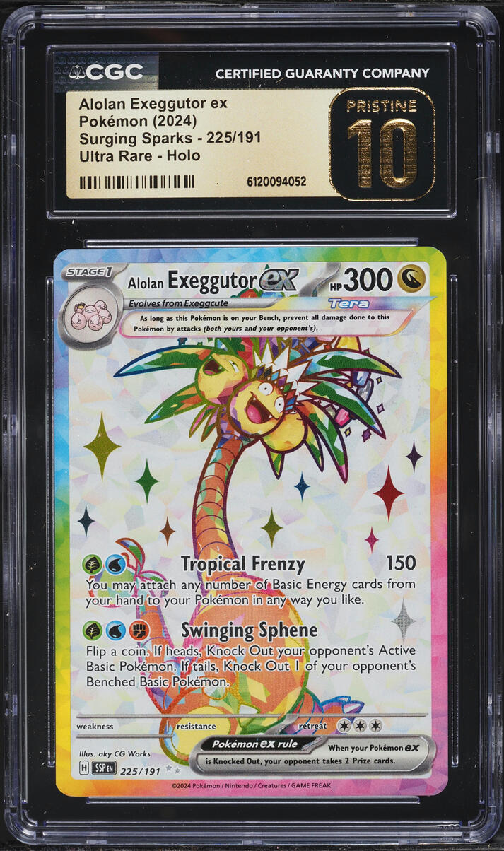 2024 Pokemon Scarlet & Violet Surging Sparks Full Art Alolan Exeggutor ex #225 CGC 10 PRISTINE