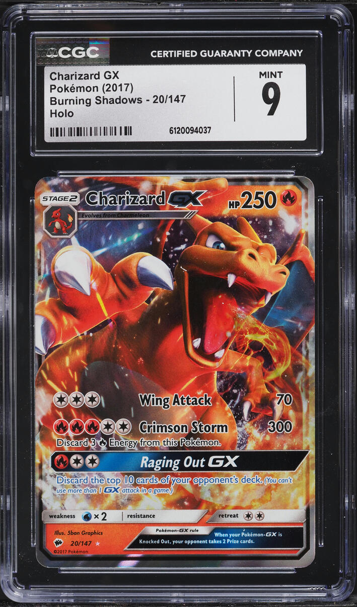 2017 Pokemon Sun & Moon Burning Shadows Holo Charizard GX #20 CGC 9 MINT