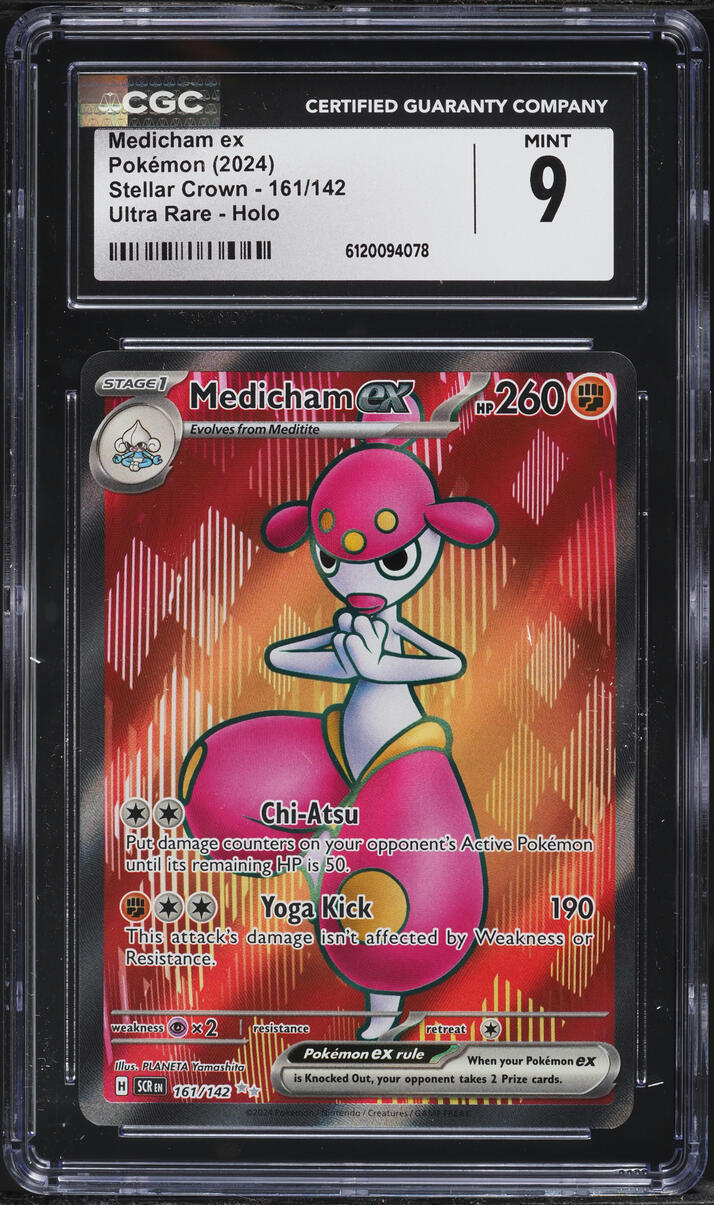 2024 Pokemon Scarlet & Violet Stellar Crown Full Art Medicham ex #161 CGC 9 MINT