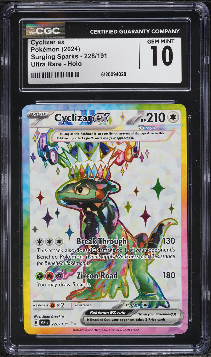 2024 Pokemon Scarlet & Violet Surging Sparks Full Art Cyclizar ex #228 CGC 10 GEM MINT