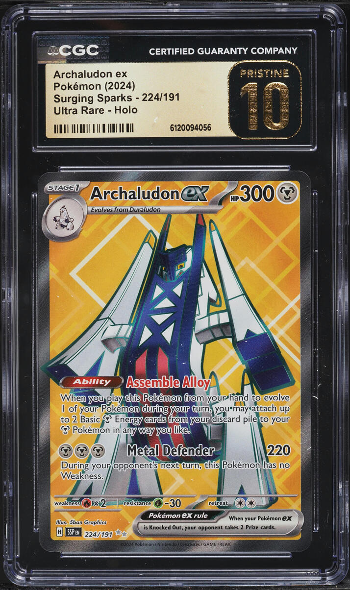 2024 Pokemon Scarlet & Violet Surging Sparks Full Art Archaludon ex #224 CGC 10 PRISTINE
