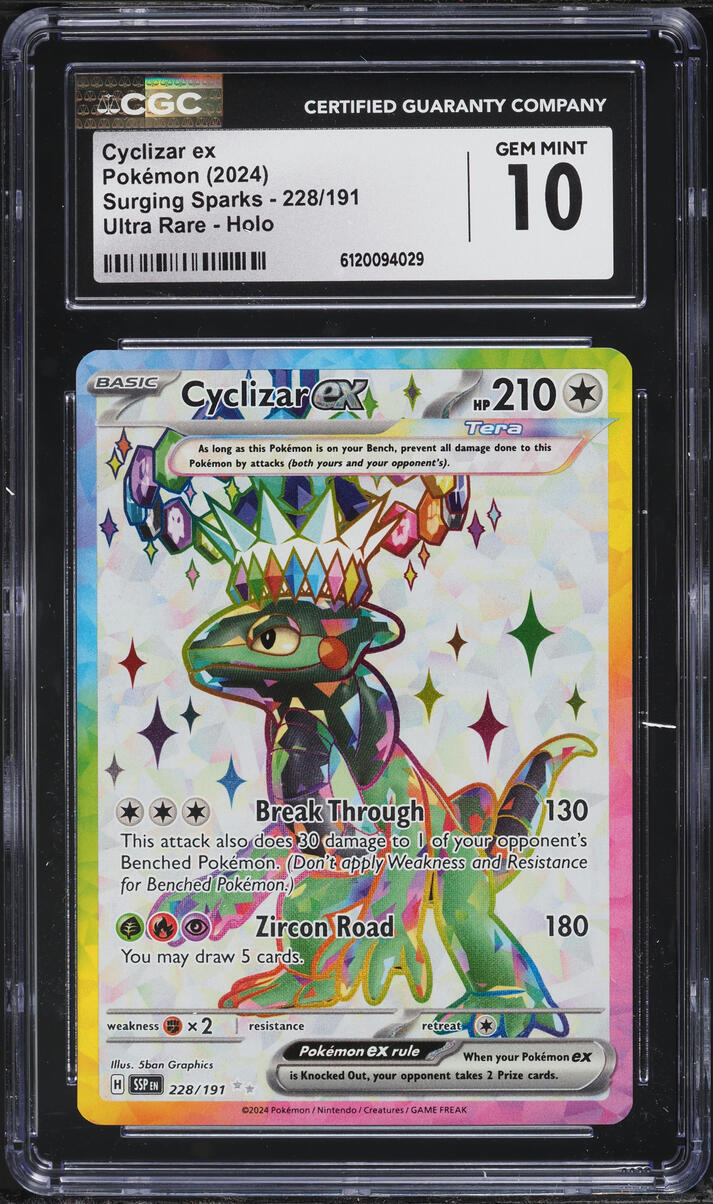 2024 Pokemon Scarlet & Violet Surging Sparks Full Art Cyclizar ex #228 CGC 10 GEM MINT