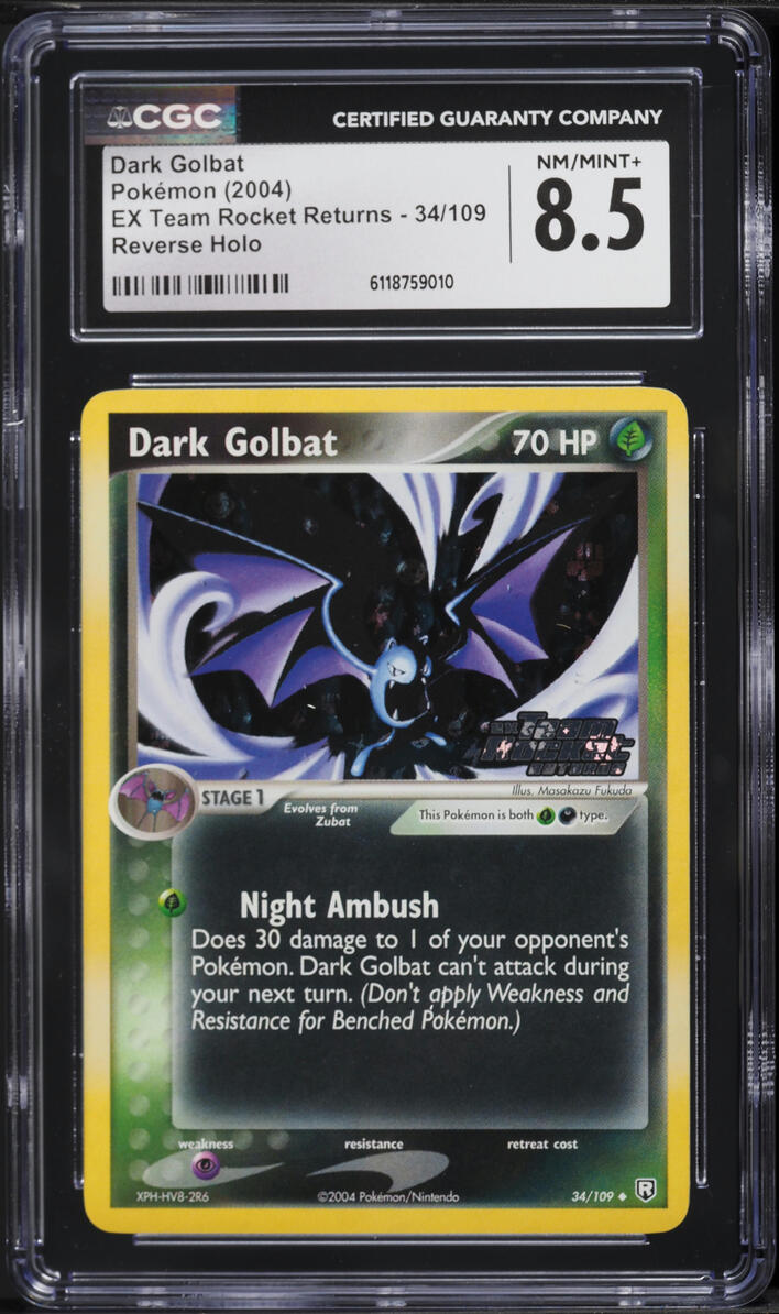 2004 Pokemon EX Team Rocket Returns Reverse Holo Dark Golbat #34 CGC 8.5 NM-MT+