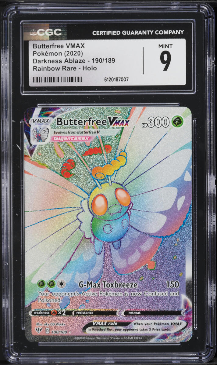 2020 Pokemon Sword & Shield Darkness Ablaze Rainbow Rare Butterfree VMAX #190 CGC 9 MINT