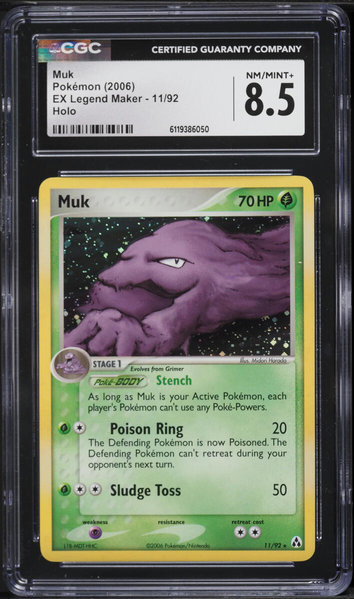 2006 Pokemon EX Legend Maker Holo Muk #11 CGC 8.5 NM-MT+