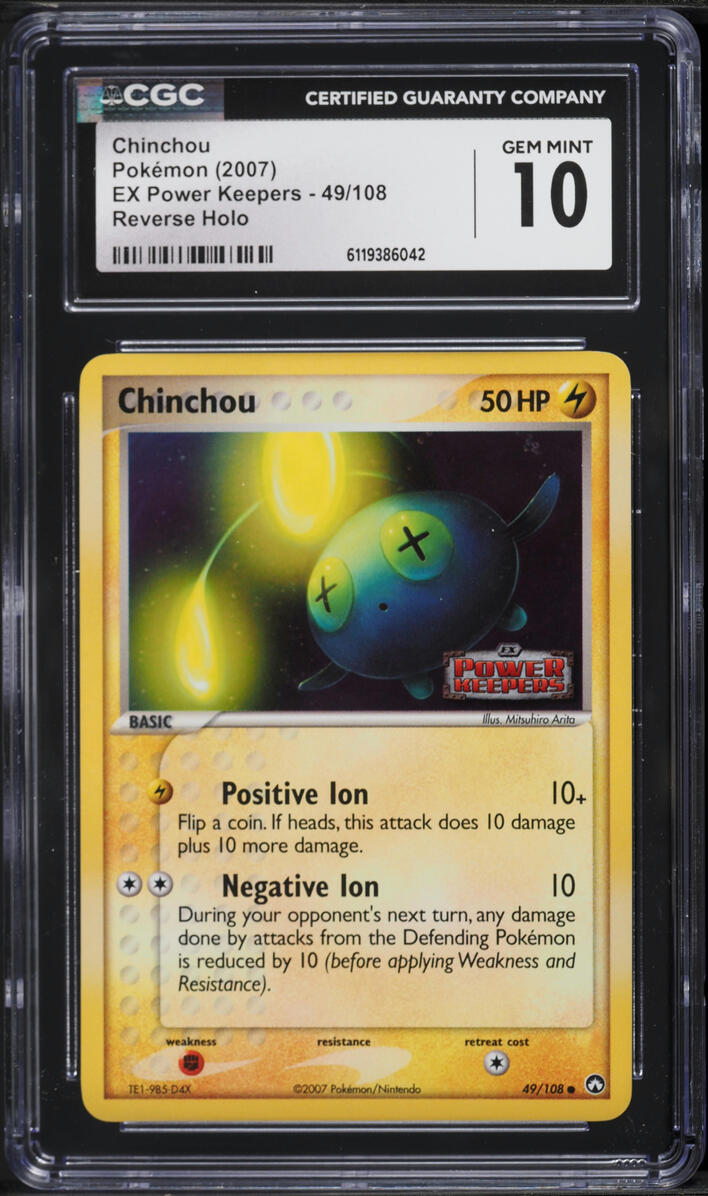2007 Pokemon EX Power Keepers Reverse Holo Chinchou #49 CGC 10 GEM MINT