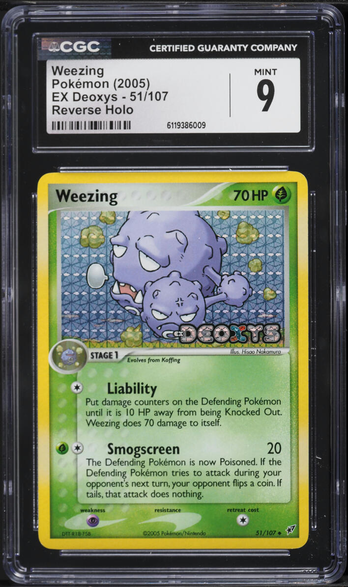 2005 Pokemon EX Deoxys Reverse Holo Weezing #51 CGC 9 MINT